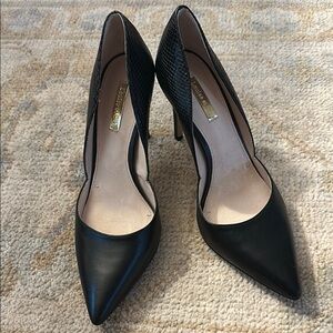 Louise et Cie Black Textured Snakeskin and Leather Heels Size 9